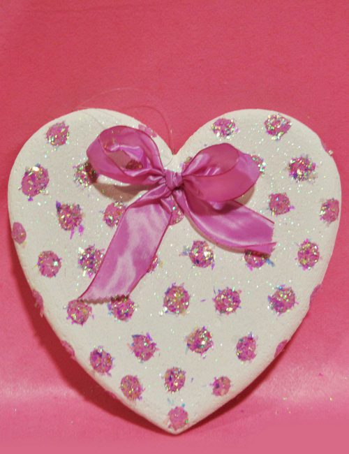 Cuore bianco pois rosa feste compleanno bambini