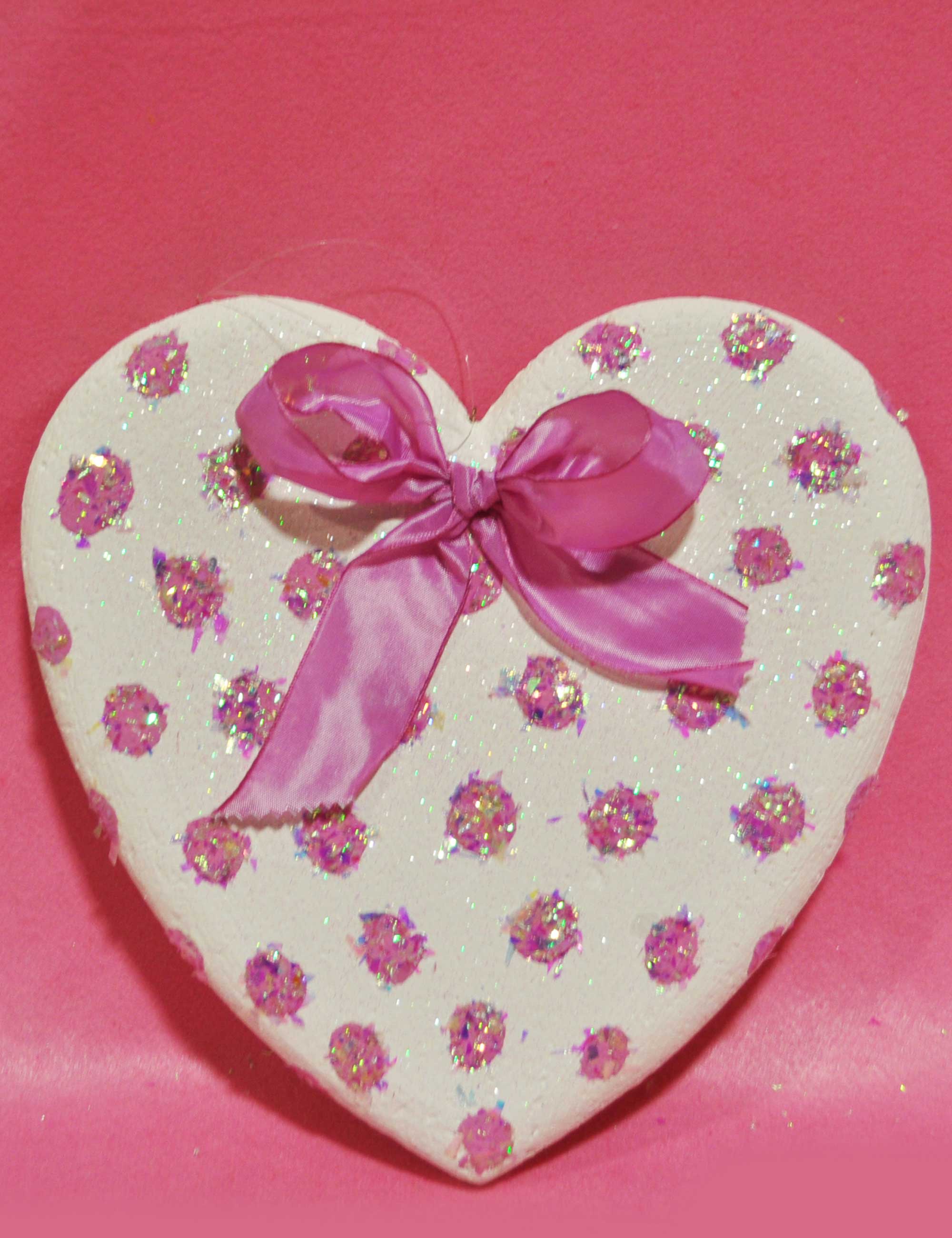 Cuore bianco pois rosa feste compleanno bambini