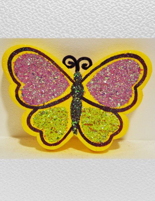 farfalla gialla piccola decorazione vetrine negozi